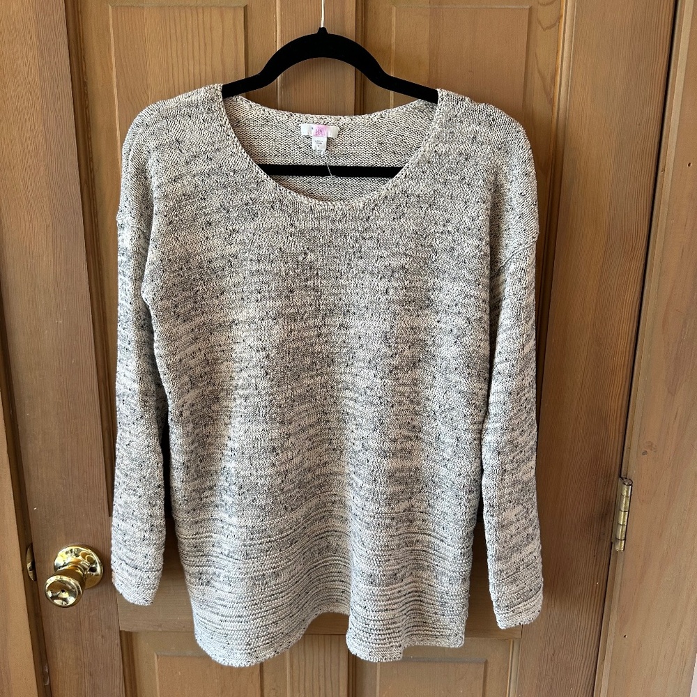 J Jill Cotton Speckled Scoop Neck Sweater